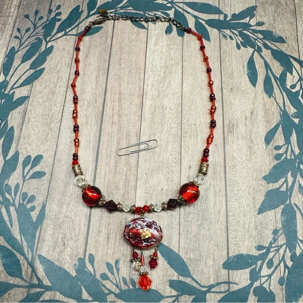 You and I Red‎ Clear Glass Bead Necklace B4